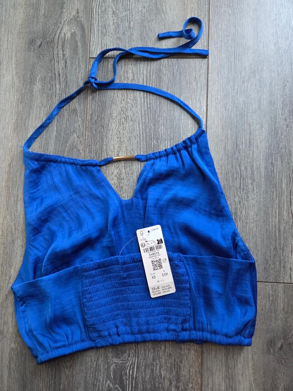 Cobalt Blue ETAM Short Backless Top • Gold Ring • Size XS • New – photo 5